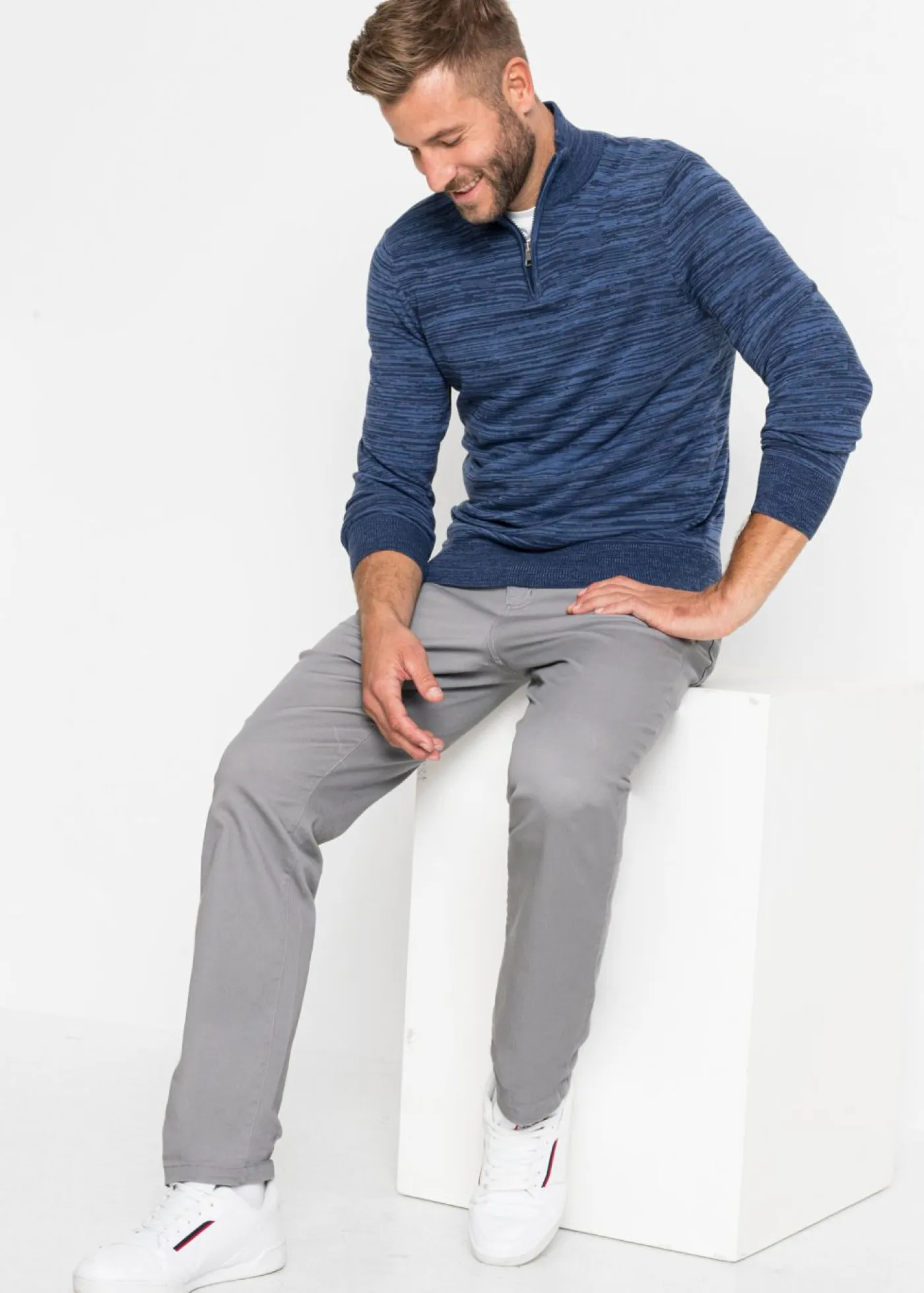 Hombre bonprix bonprix Jersey troyer jaspeado con algodón