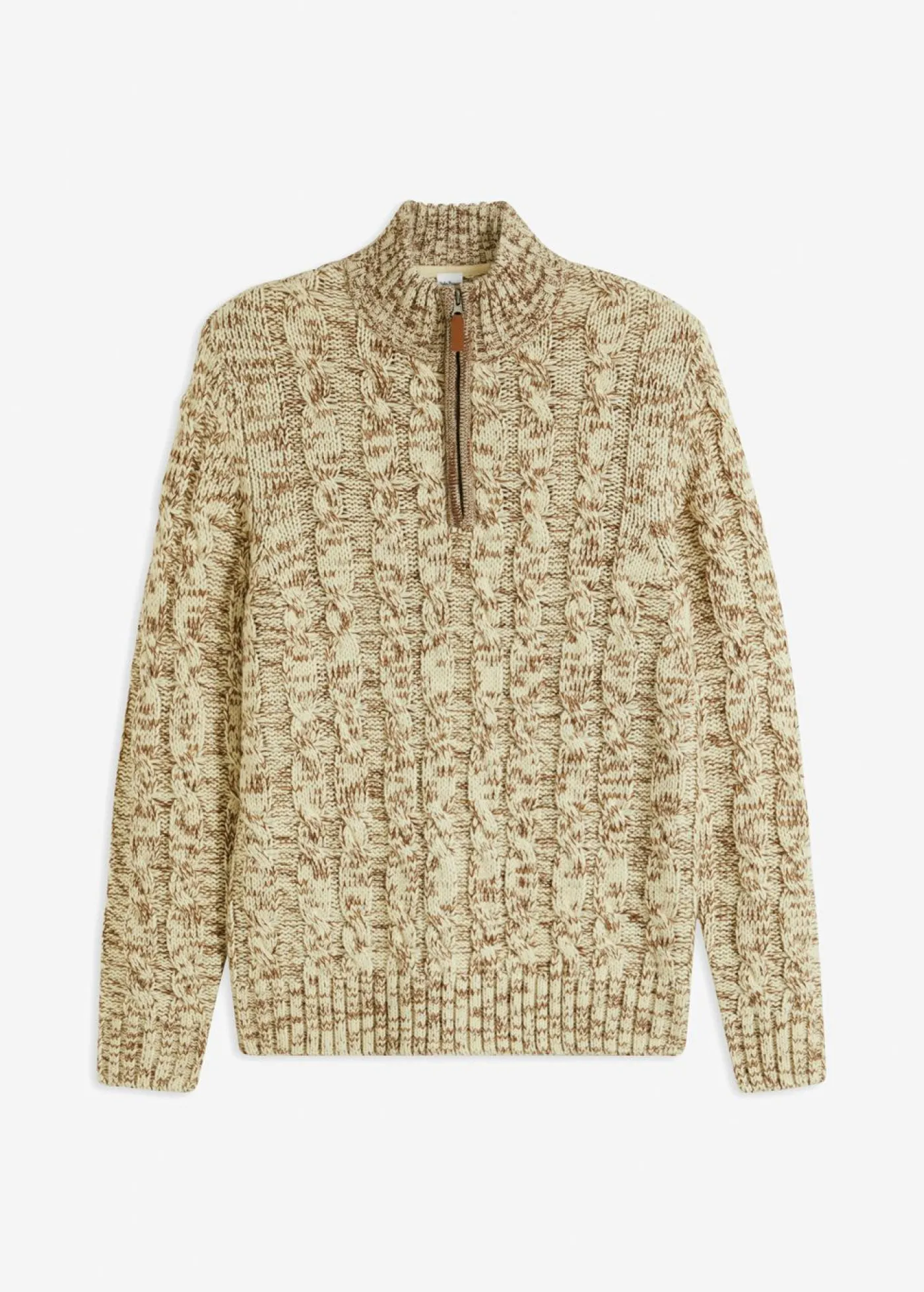 bonprix bonprix Jerséis Y Cárdigans>Jersey troyer jaspeado con patrón trenzado Beige jaspeado