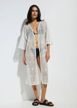 bonprix bonprix Ropa De Playa|Camisas Y Blusas>Kimono transparente para playa Blanco