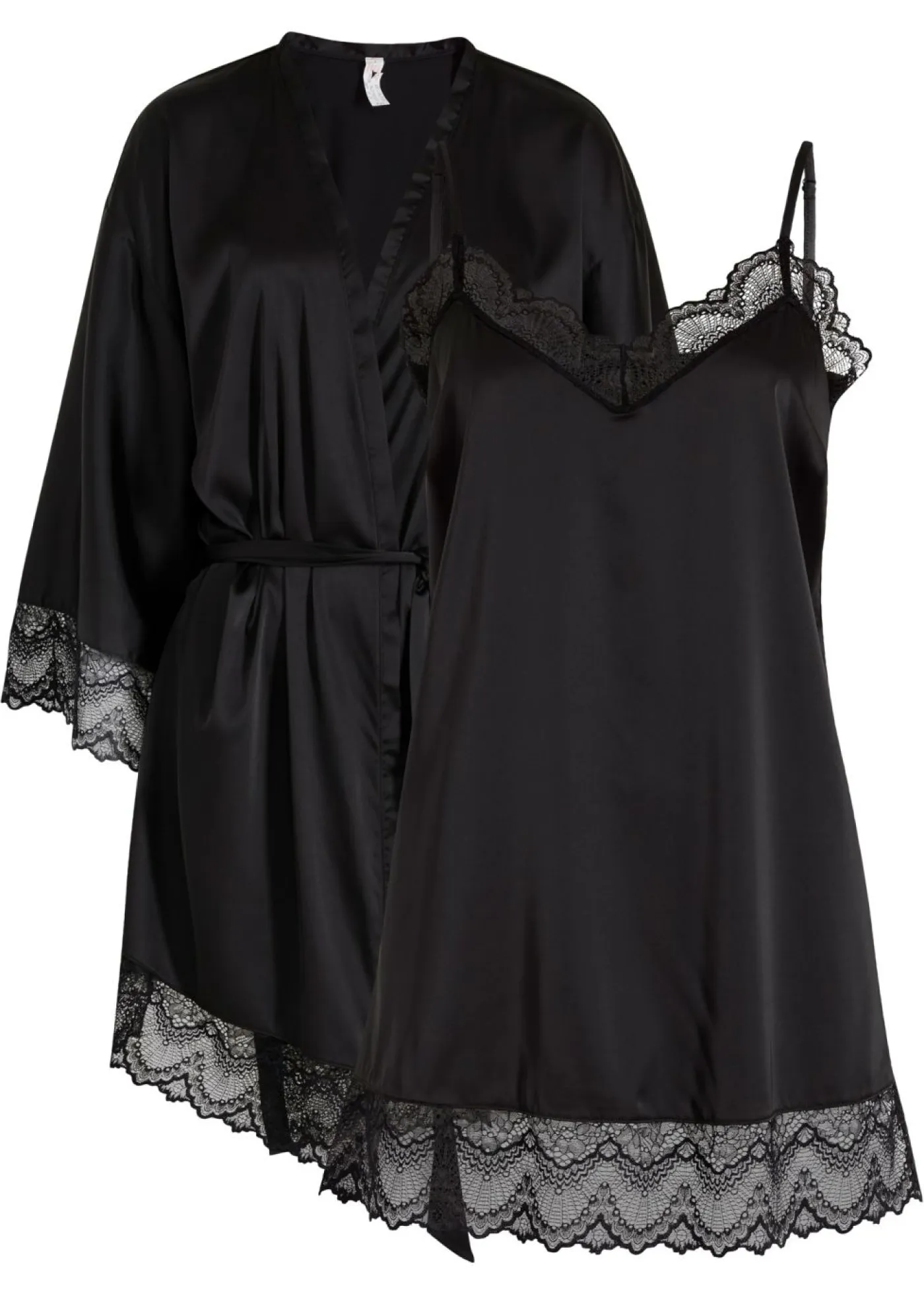 bonprix bonprix Corsés|Albornoces Y Batas>Kimono y Negligé (conjunto de 2 piezas) Negro