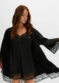 bonprix bonprix Corsés|Albornoces Y Batas>Kimono y Negligé (conjunto de 2 piezas) Negro