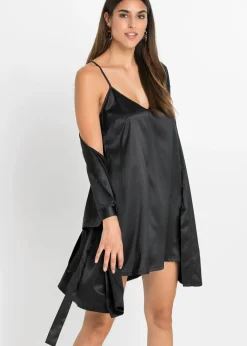 bonprix bonprix Corsés|Albornoces Y Batas>Kimono y negligé (juego de bata de 2 piezas) Negro