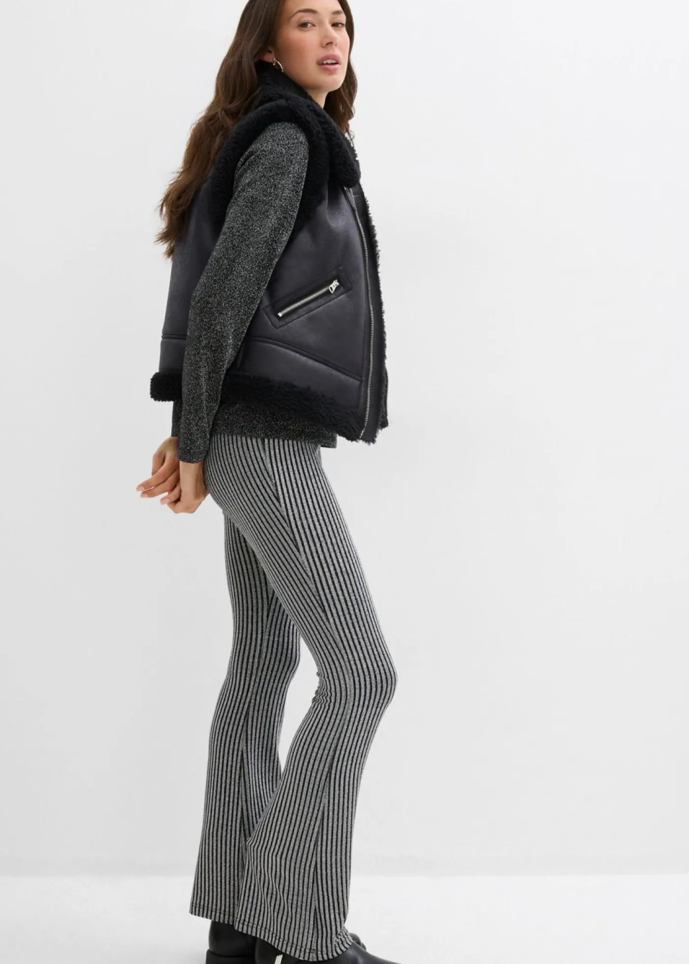 Mujer bonprix bonprix Leggings acampanados con hilo brillante