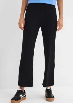 bonprix bonprix Pantalones|Novedades>Leggings acortados de canalé de mezcla de viscosa Negro