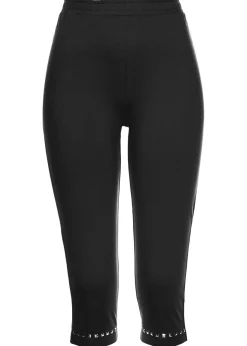 bonprix bonprix Pantalones>Leggings capri Negro-plateado