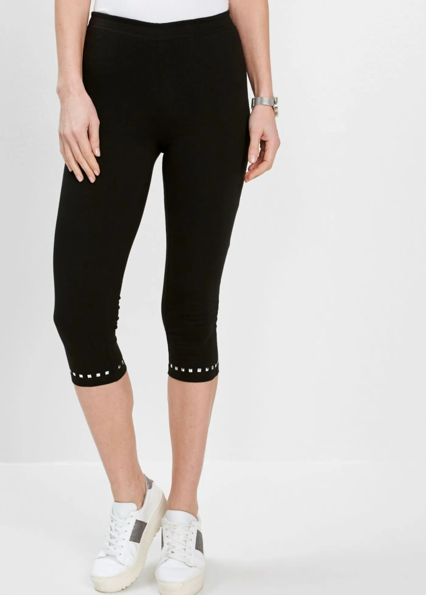 bonprix bonprix Pantalones>Leggings capri Negro-plateado