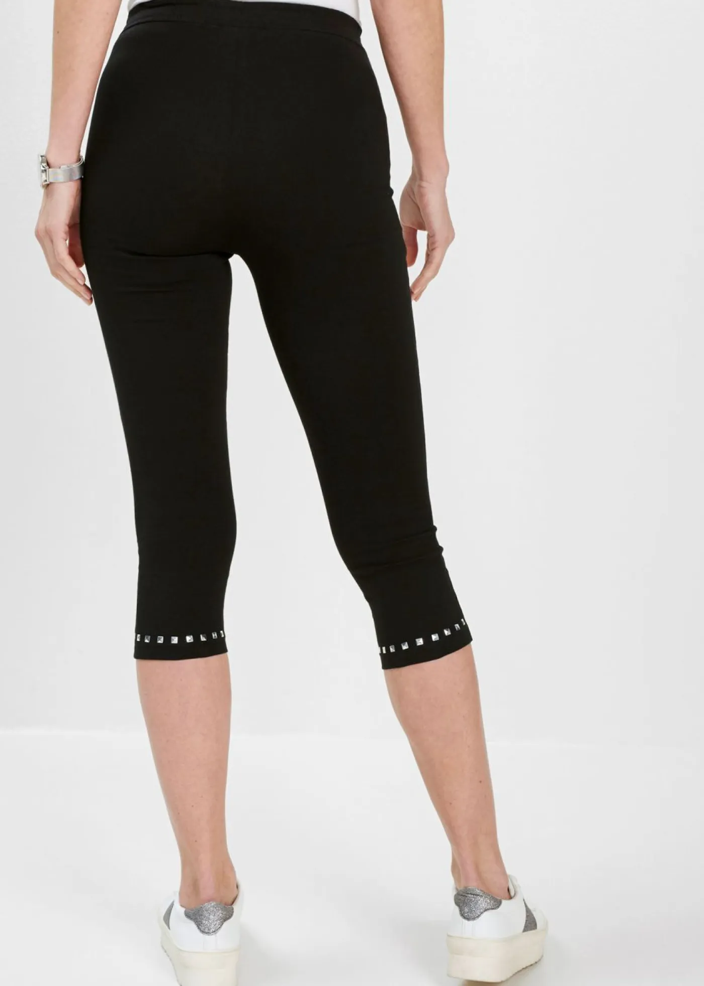 bonprix bonprix Pantalones>Leggings capri Negro-plateado