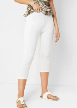 bonprix bonprix Básicos|Pantalones>Leggings capri con cinturilla cómoda Blanco