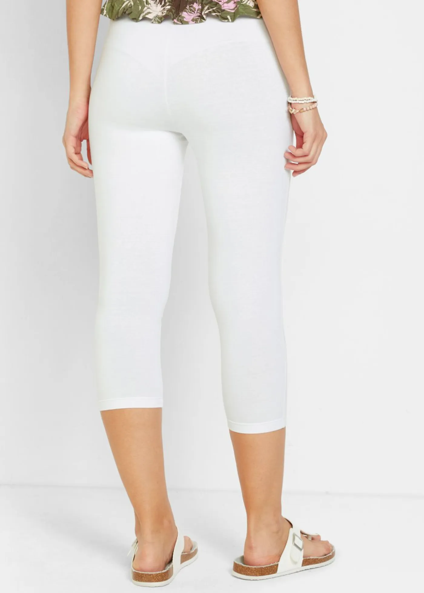 bonprix bonprix Básicos|Pantalones>Leggings capri con cinturilla cómoda Blanco