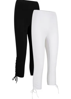 Mujer bonprix bonprix Leggings capri con fruncido (2 unidades)