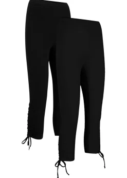 bonprix bonprix Pantalones>Leggings capri con fruncido (2 unidades) Negro