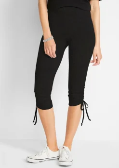 bonprix bonprix Pantalones>Leggings capri con fruncido (2 unidades) Negro