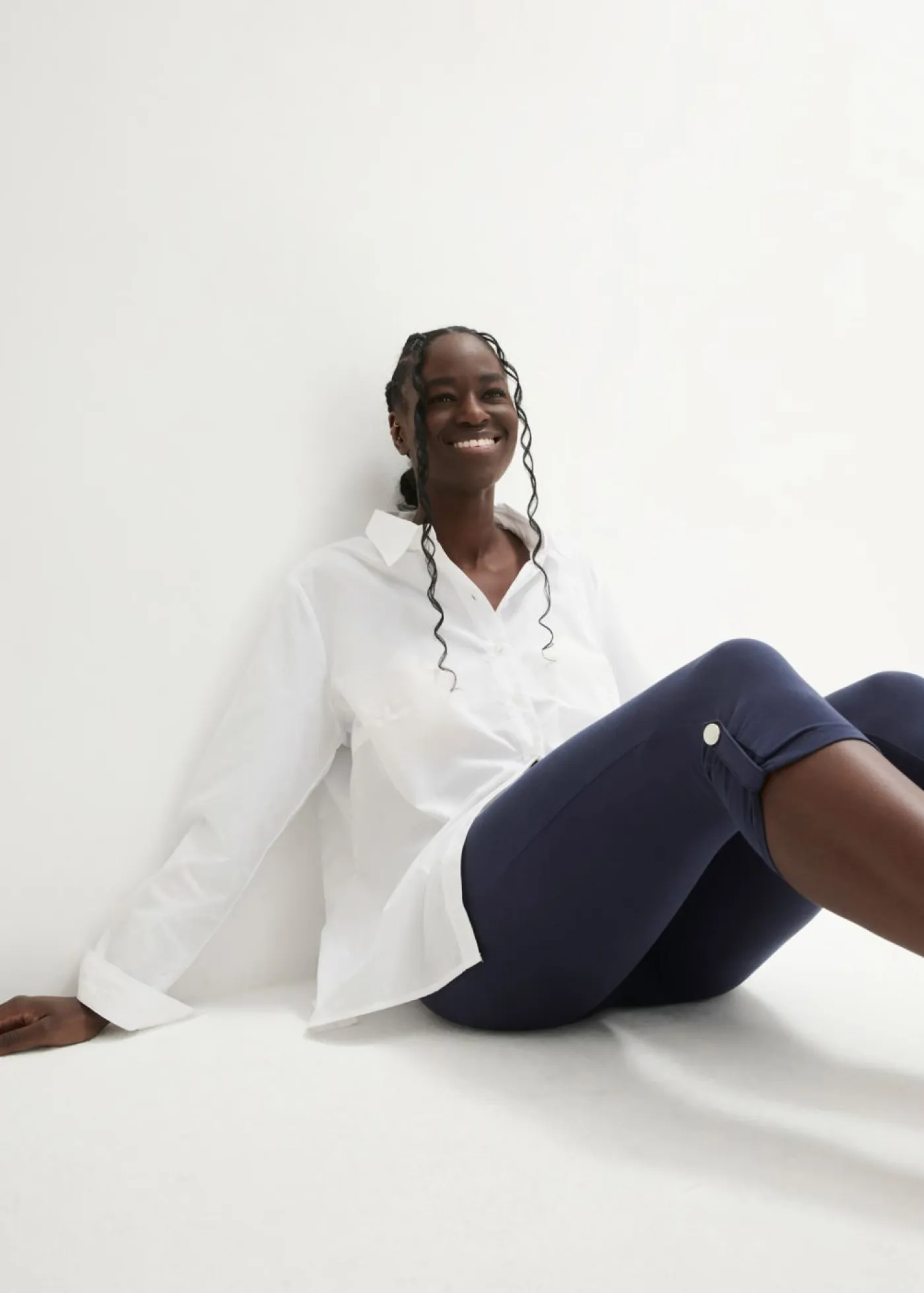 bonprix bonprix Pantalones>Leggings capri de algodón orgánico Azul marino