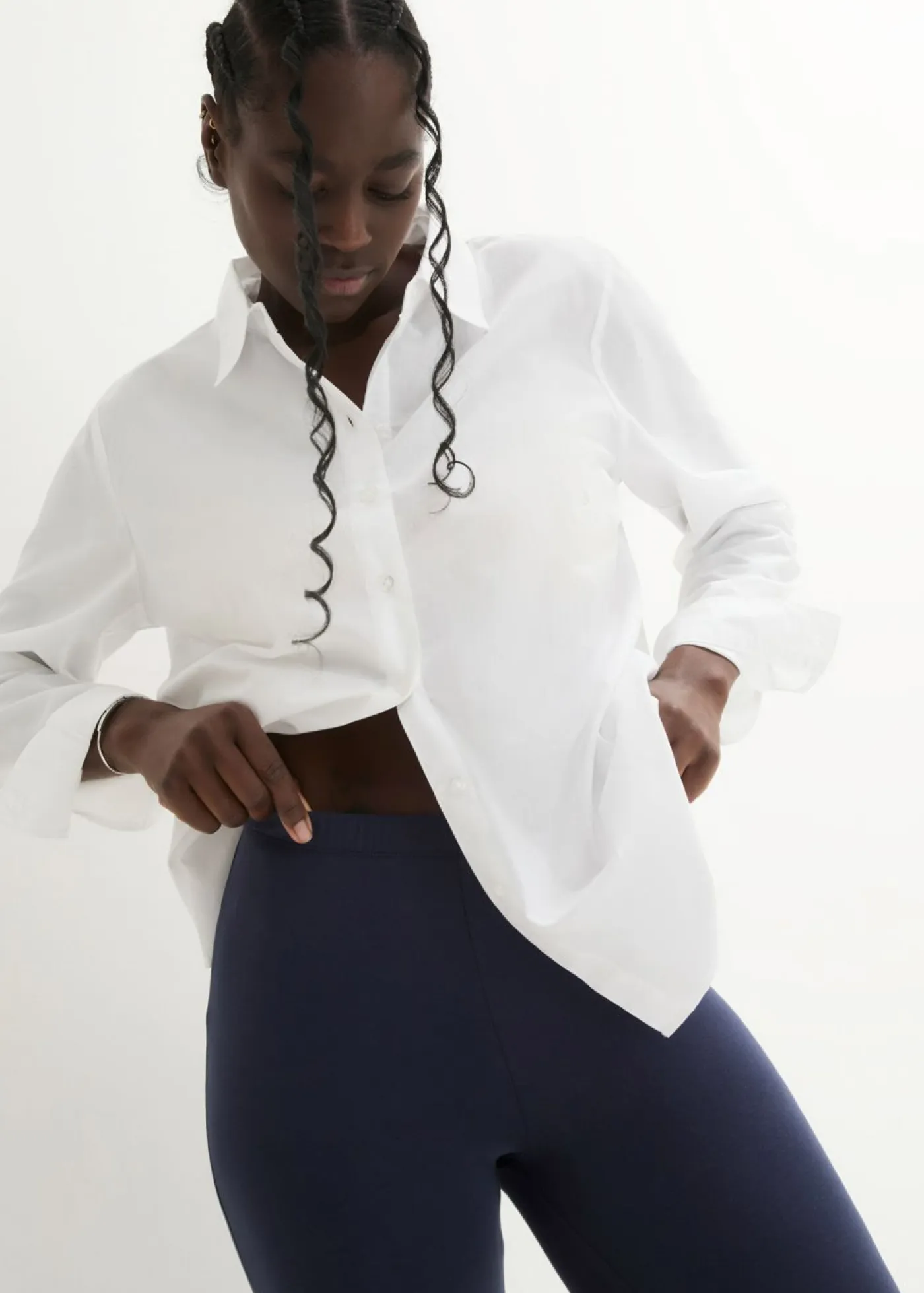 bonprix bonprix Pantalones>Leggings capri de algodón orgánico Azul marino