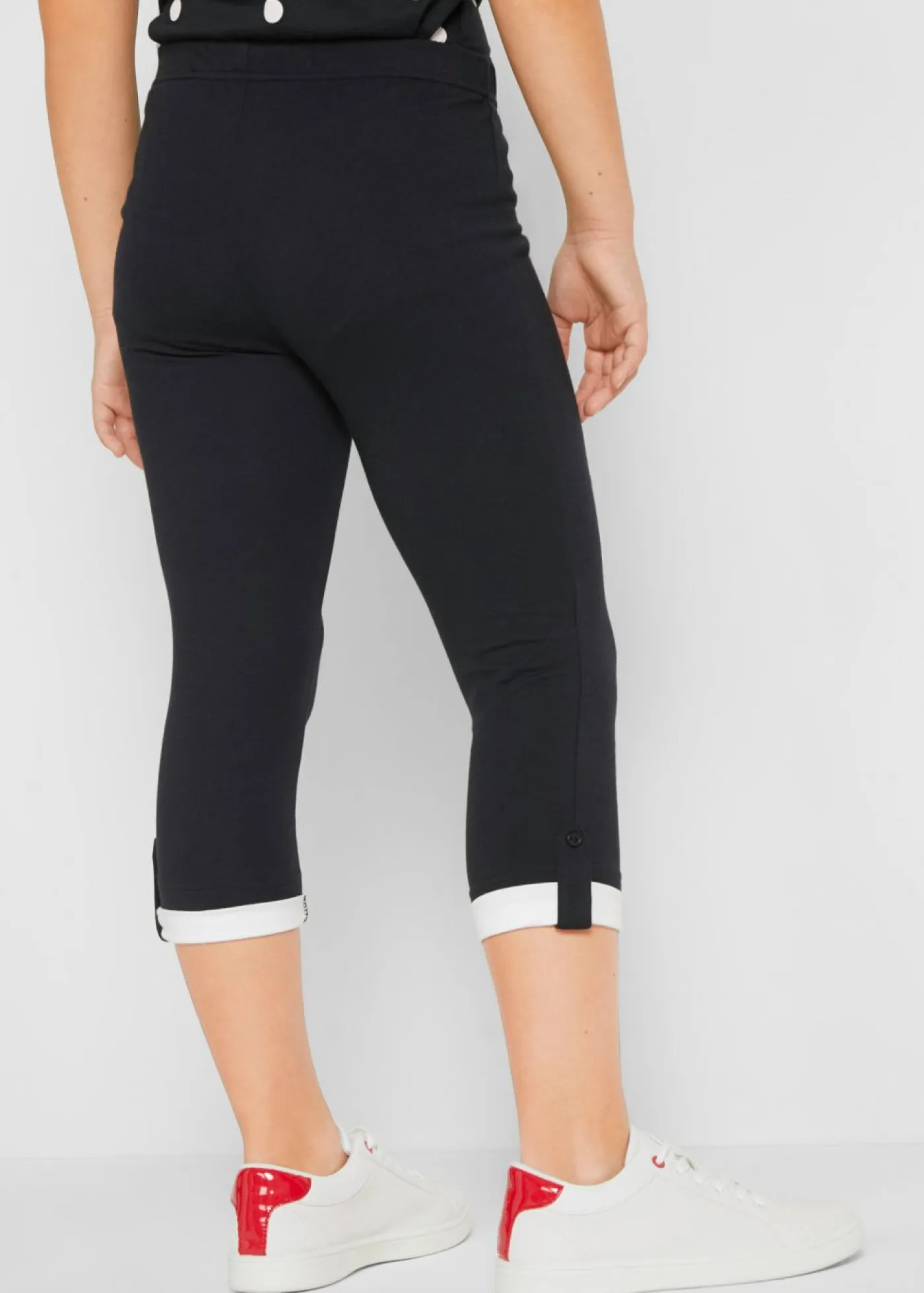 bonprix bonprix Ropa 9 A 16 Años·Pantalones Y Leggings>Leggings capri de algodón orgánico Negro-blanco