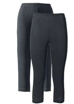 bonprix bonprix Básicos|Pantalones>Leggings capri de corte ajustado (2 unidades) Negro