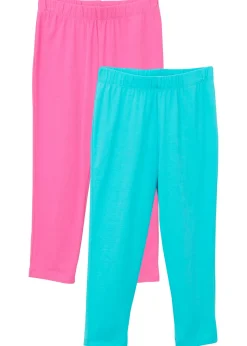 bonprix bonprix Ropa 9 A 16 Años·Pantalones Y Leggings|Ropa 9 A 16 Años·Packs De Ropa>Leggings capri de mezcla de algodón orgánico elástico (2 unidades) celeste+fucsia claro