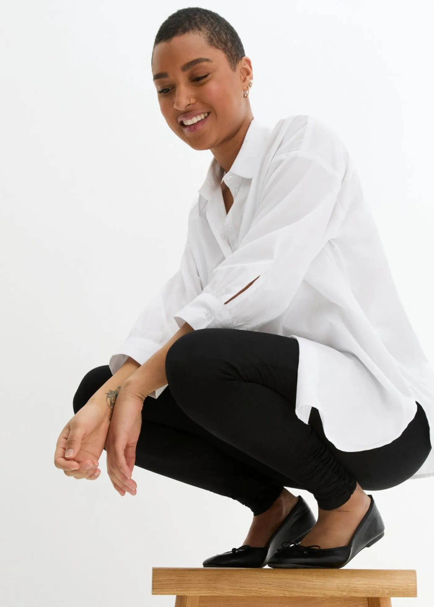 bonprix bonprix Pantalones>Leggings con cintura cómoda y ancha Negro