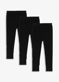 bonprix bonprix Ropa 2 A 9 Años·Pantalones Y Vaqueros|Ropa 2 A 9 Años·Multipack>Leggings confeccionados con mezcla de algodón ecológico elástico (3 unidades) Negro