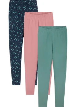 Niños bonprix bonprix Leggings confeccionados con mezcla de algodón ecológico elástico (3 unidades)
