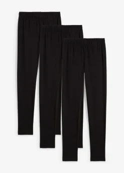 bonprix bonprix Ropa 9 A 16 Años·Pantalones Y Leggings|Ropa 9 A 16 Años·Packs De Ropa>Leggings confeccionados con mezcla de algodón ecológico elástico (3 unidades) Negro