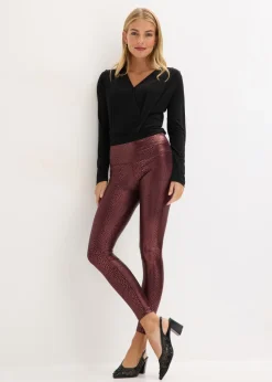 Mujer bonprix bonprix Leggings de piel sintética con alto brillo