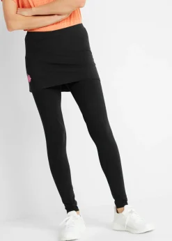 bonprix bonprix Ropa Deportiva|Pantalones>Leggings deportivos con falda, hasta el tobillo Negro con estampado gráfico