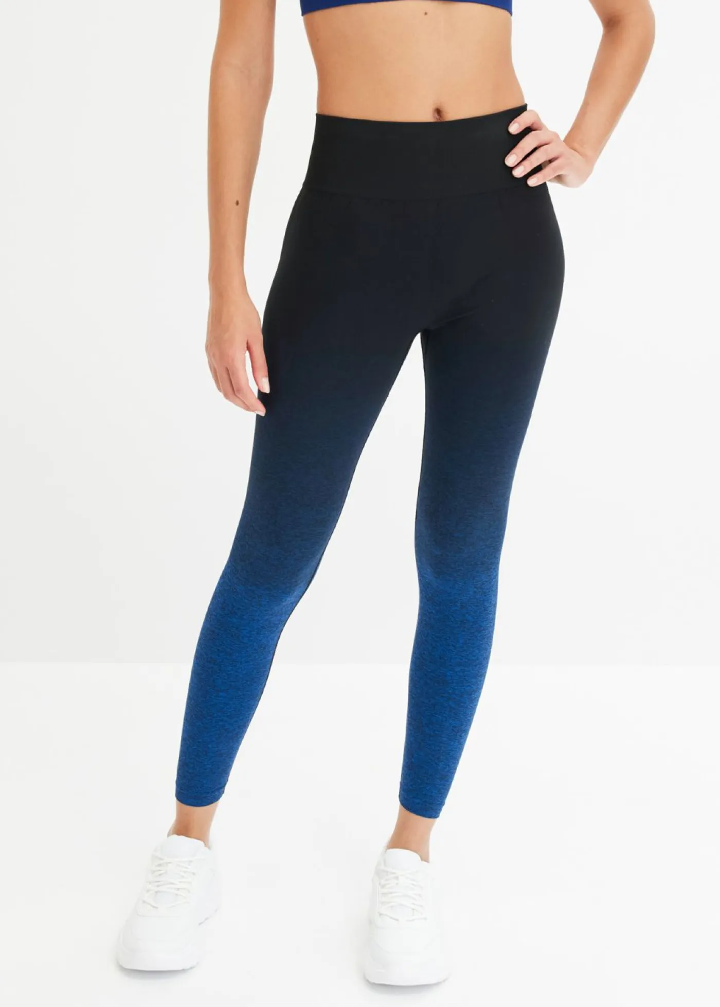 bonprix bonprix Ropa Deportiva|Pantalones>Leggings deportivos de material de secado rápido sin costuras con degradado cromático azul horizonte-azul faro-negro