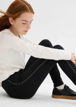 Niños bonprix bonprix Leggings térmicos con banda de tachuelas