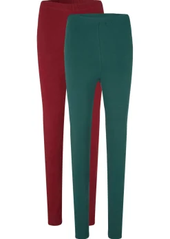 bonprix bonprix Básicos|Pantalones>Leggings (2 unidades) rubí+verde intenso