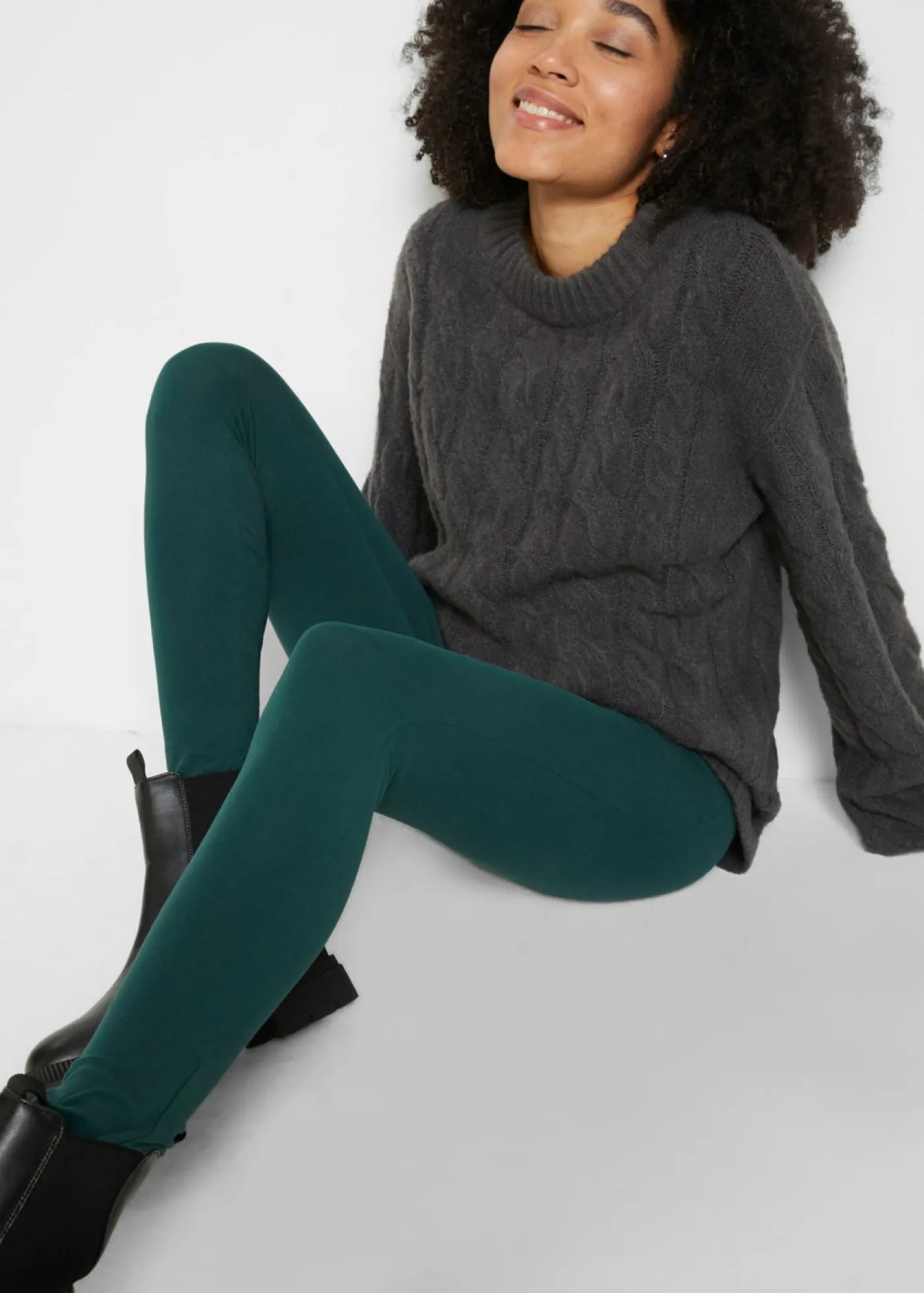 bonprix bonprix Básicos|Pantalones>Leggings (2 unidades) rubí+verde intenso