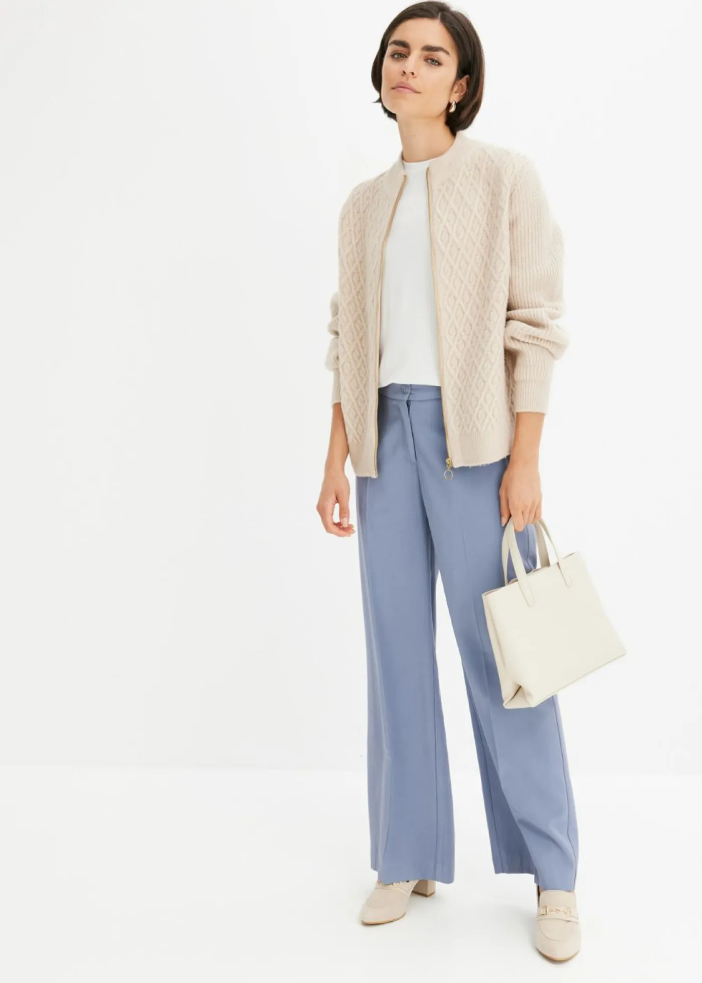 bonprix bonprix Pantalones|Novedades>Ligero pantalón Marlene con viscosa Azul mate