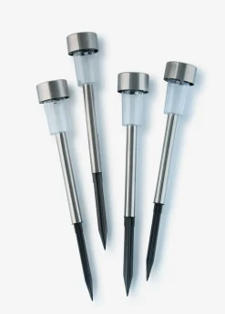 bonprix bonprix Muebles De Exterior·Decoración E Iluminación De Jardín|Decoración De Jardín>Lámpara decorativa solar para iluminación de caminos (4 unidades) Gris-plata