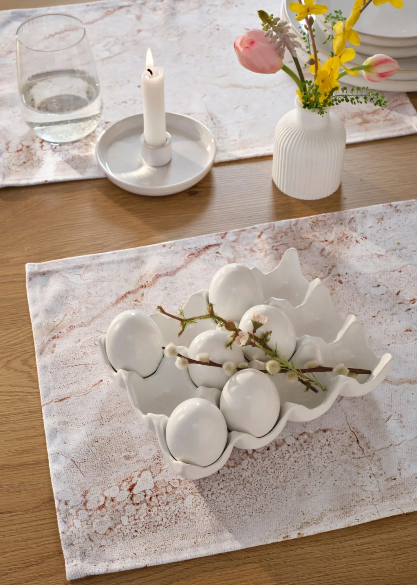 bonprix bonprix Vajilla|Manteleria Y Ropa De Cama>Mantel individual con estampado de mármol (2 unidades) arena-crema granulado