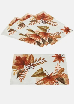 bonprix bonprix Vajilla|Manteleria Y Ropa De Cama>Manteles individuales con estampado de hojas (4 unidades) Marrón-blanco