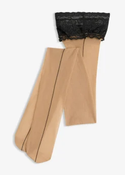 bonprix bonprix Lencería Sexy|Medias, Panties Y Calcetines>Medias sin liguero con encaje de 20 den Beige-negro