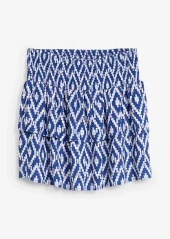 bonprix bonprix Faldas>Minifalda de viscosa fluida Azul glaciar-blanco con estampado gráfico