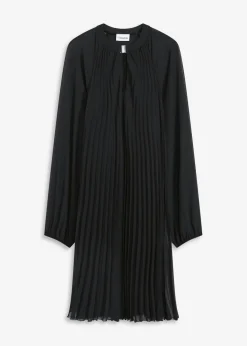 bonprix bonprix Vestidos|Novedades>Minivestido de gasa fina con plisado Negro