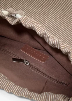 bonprix bonprix Complementos Temáticos·Accesorios Veganos|Bolsos>Mochila de lona con rayas marrón castaño-blanco perla