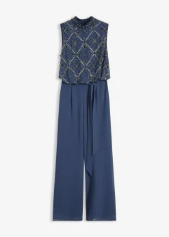 bonprix bonprix Monos|Ropa Elegante>Mono con bordado de perlas azul marino-plata