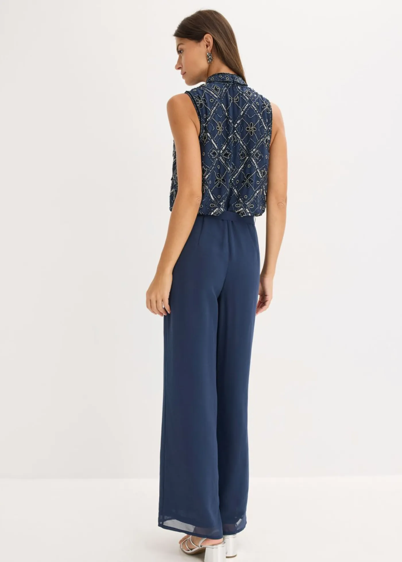 bonprix bonprix Monos|Ropa Elegante>Mono con bordado de perlas azul marino-plata