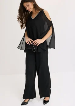 Mujer bonprix bonprix Mono con capa y adornos de piedras brillantes