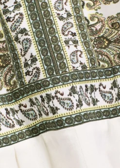 bonprix bonprix Monos>Mono con contenido de lino Blanco lana/verde oliva con patrón paisley