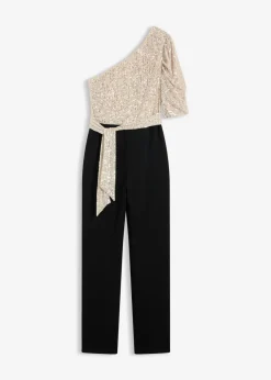 bonprix bonprix Monos>Mono con lentejuelas Negro-plata