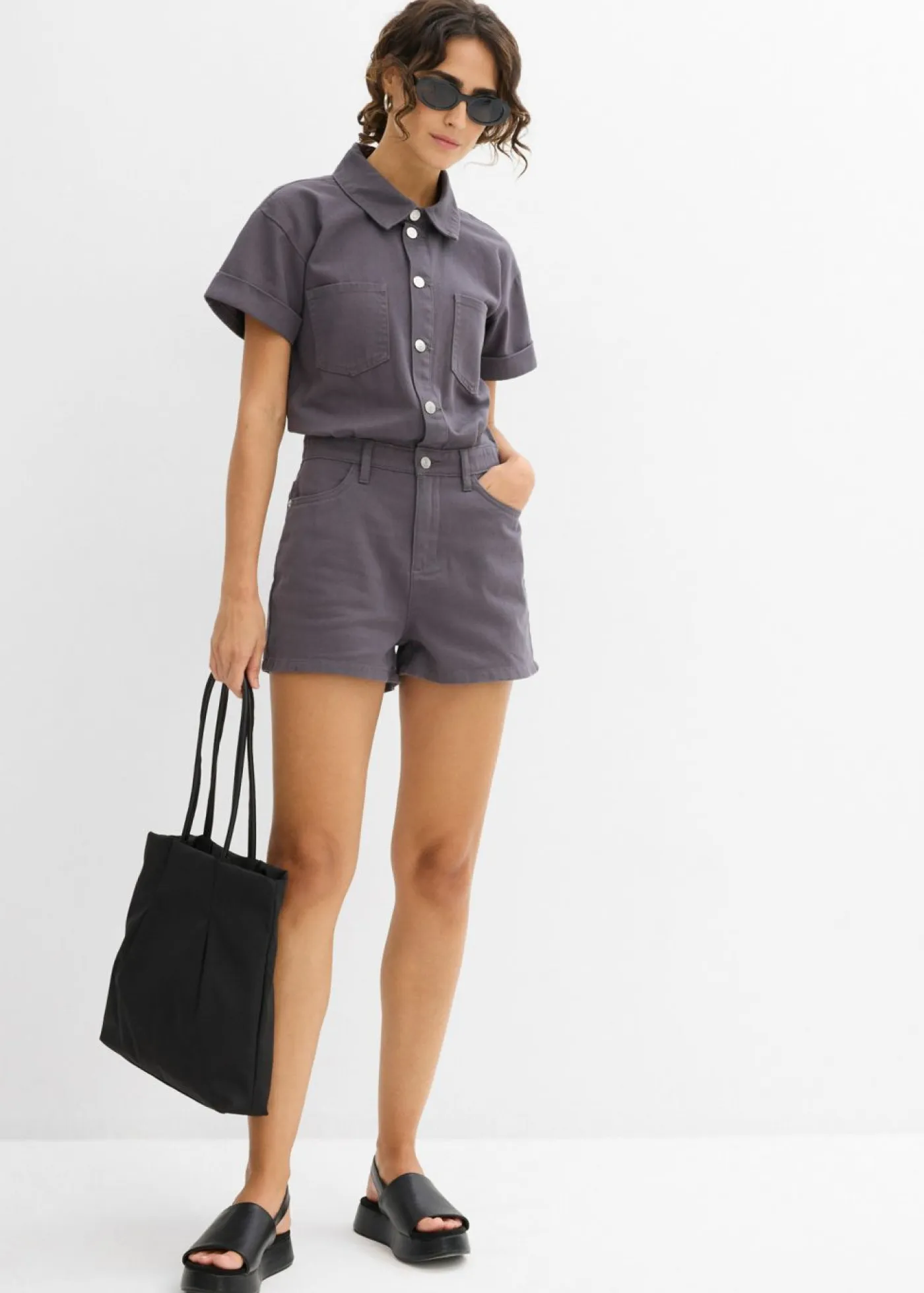 Mujer bonprix bonprix Mono corto de algodón puro