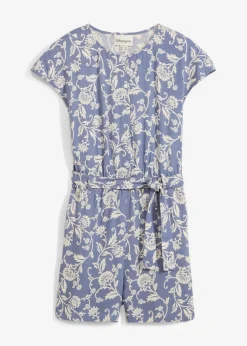 bonprix bonprix Ropa 9 A 16 Años·Vestidos Y Monos>Mono corto de viscosa fluida azul mate-beige natural