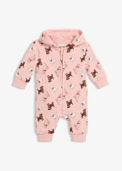 bonprix bonprix Bodies Y Conjuntos|Algodón>Mono de chándal de algodón orgánico puro con capucha Rosa pastel estampado