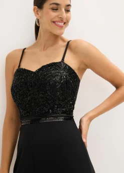 Mujer bonprix bonprix Mono de crepé estructurado con bordado de perlas