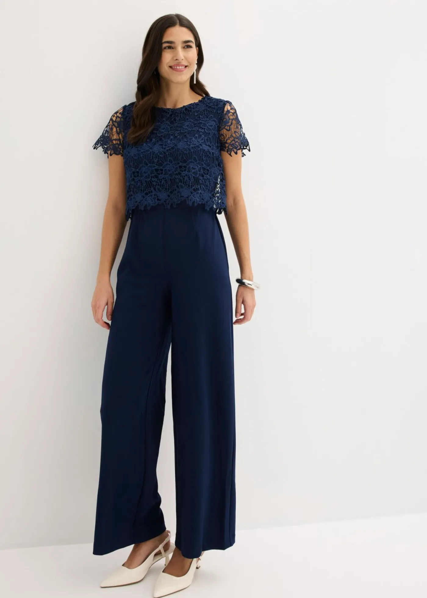 bonprix bonprix Monos|Tallas Pequeñas>Mono de neopreno suave con encaje Azul marino