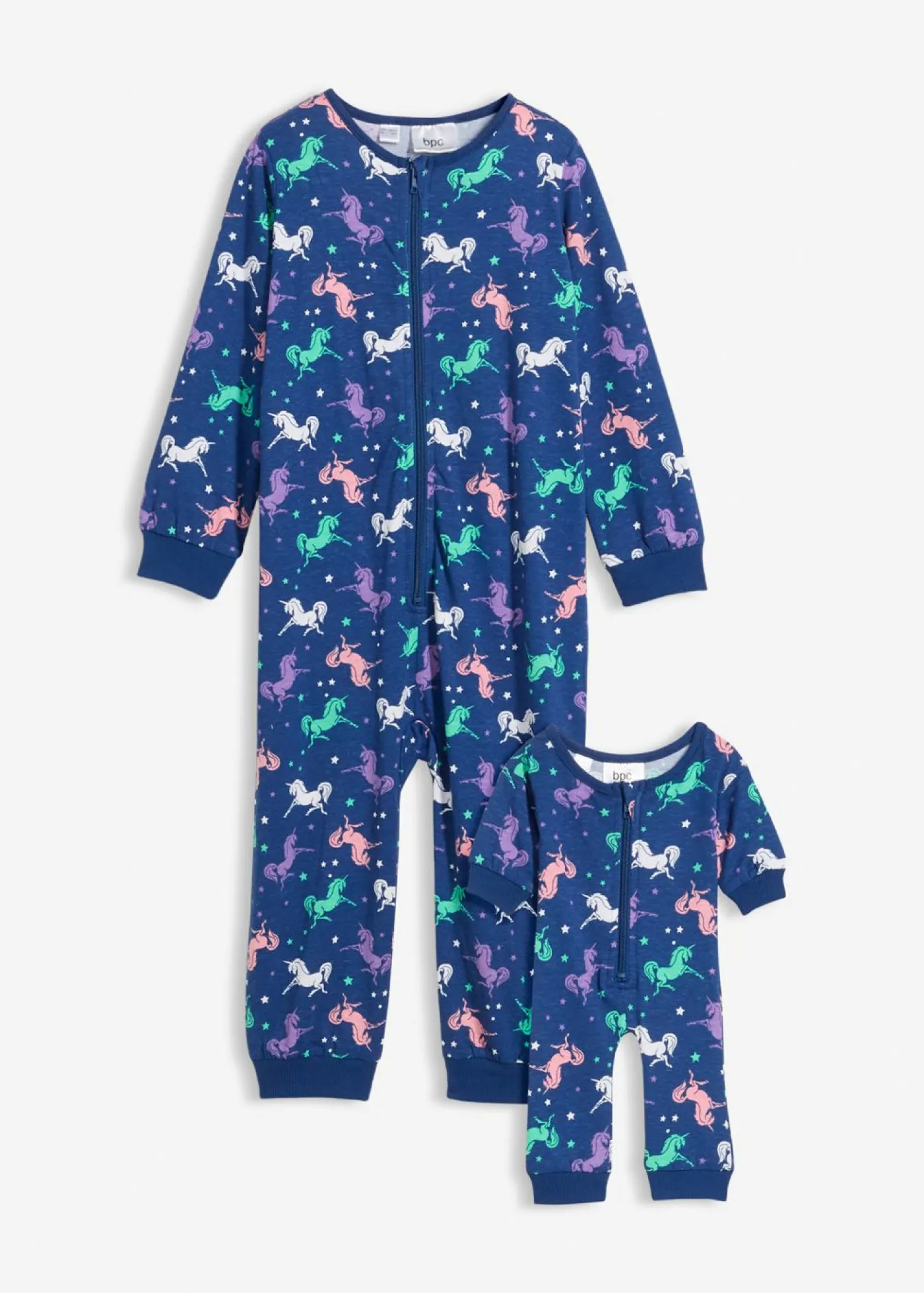 bonprix bonprix Niña·Pijamas>Mono de pijama de niña + mono de muñeca (2 piezas) Azul